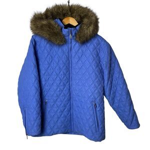Obermeyer Northern Lights Jacket Womens 8 Periwinkle Quilted Thermolite Fur Hood